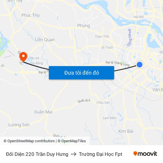 Đối Diện 220 Trần Duy Hưng to Trường Đại Học Fpt map