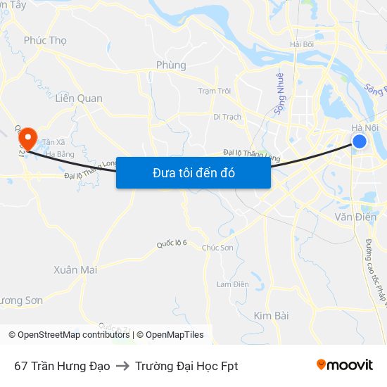 67 Trần Hưng Đạo to Trường Đại Học Fpt map