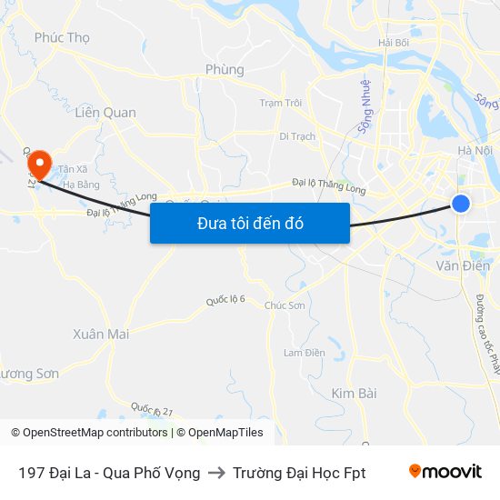 197 Đại La - Qua Phố Vọng to Trường Đại Học Fpt map