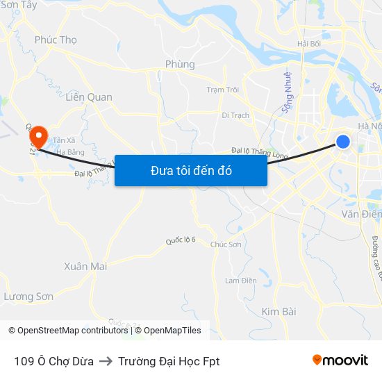 109 Ô Chợ Dừa to Trường Đại Học Fpt map