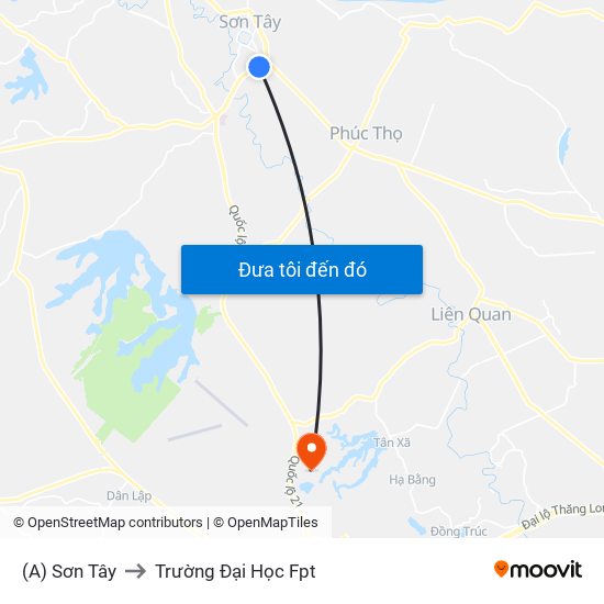 (A) Sơn Tây to Trường Đại Học Fpt map