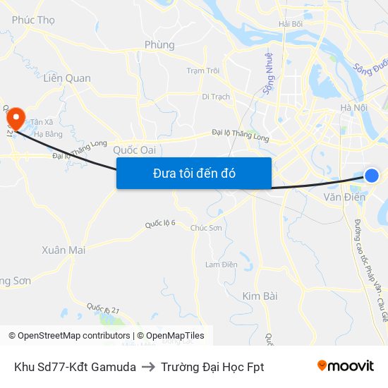 Khu Sd77-Kđt Gamuda to Trường Đại Học Fpt map