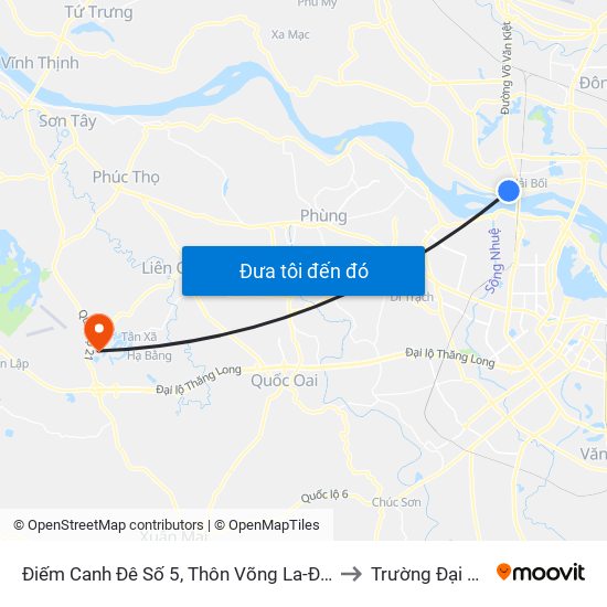 Điếm Canh Đê Số 5, Thôn Võng La-Đê Tả Sông Hồng to Trường Đại Học Fpt map