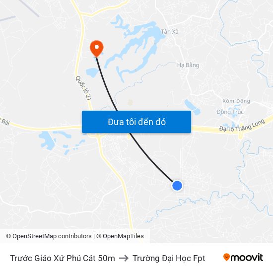 Trước Giáo Xứ Phú Cát 50m to Trường Đại Học Fpt map