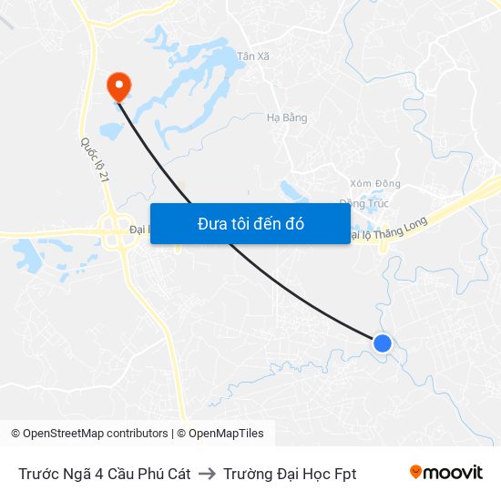 Trước Ngã 4 Cầu Phú Cát to Trường Đại Học Fpt map