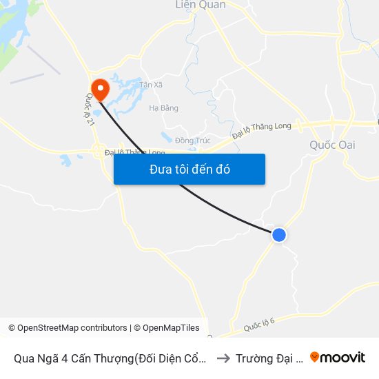 Qua Ngã 4 Cấn Thượng(Đối Diện Cổng Làng Phú Cường) to Trường Đại Học Fpt map