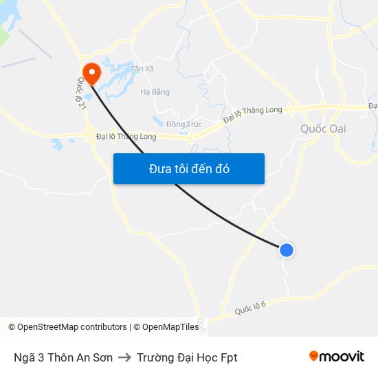 Ngã 3 Thôn An Sơn to Trường Đại Học Fpt map