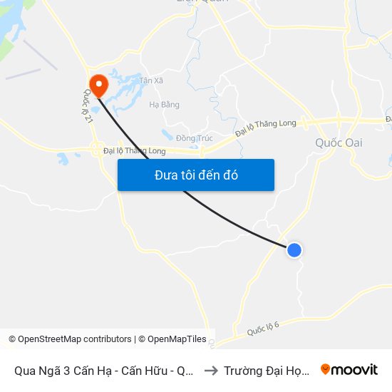 Qua Ngã 3 Cấn Hạ - Cấn Hữu - Quốc Oai to Trường Đại Học Fpt map