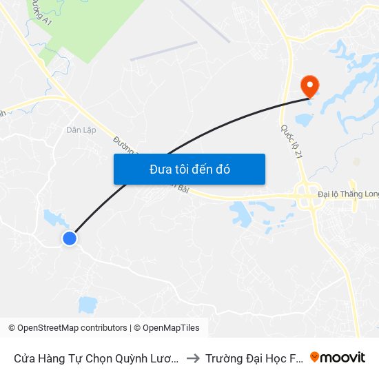 Cửa Hàng Tự Chọn Quỳnh Lương to Trường Đại Học Fpt map