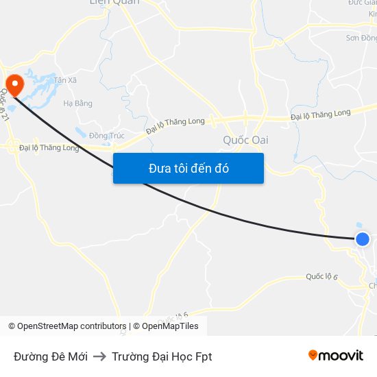 Đường Đê Mới to Trường Đại Học Fpt map