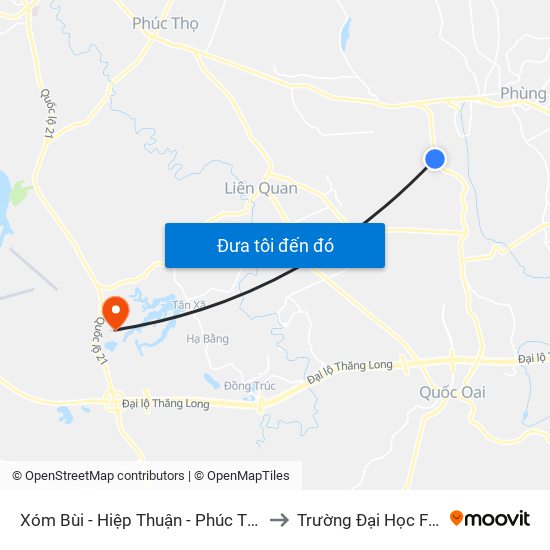 Xóm Bùi - Hiệp Thuận - Phúc Thọ to Trường Đại Học Fpt map