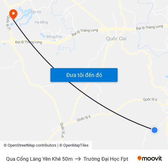 Qua Cổng Làng Yên Khê 50m to Trường Đại Học Fpt map