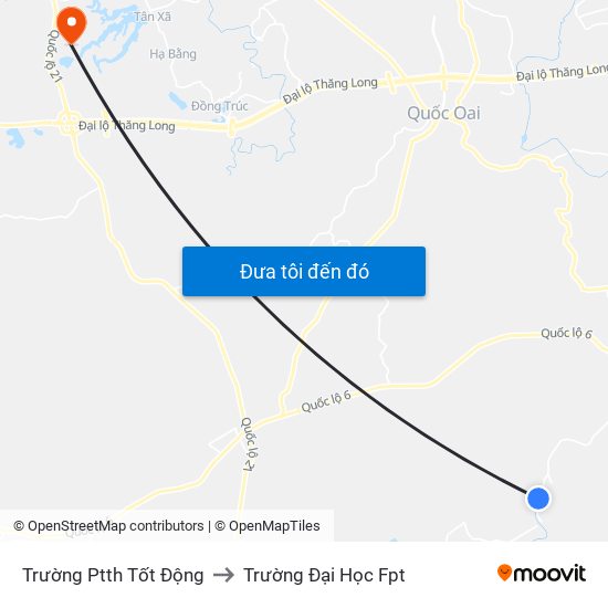 Trường Ptth Tốt Động to Trường Đại Học Fpt map