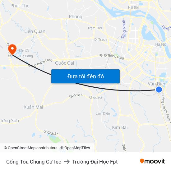 Cổng Tòa Chung Cư Iec to Trường Đại Học Fpt map