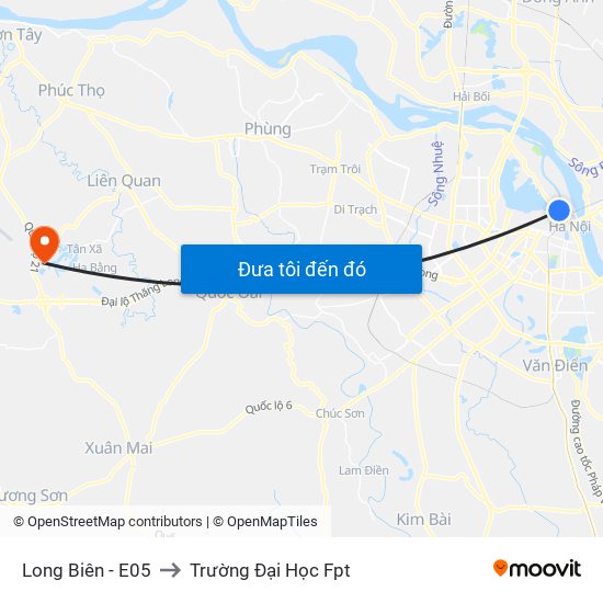 Long Biên - E05 to Trường Đại Học Fpt map