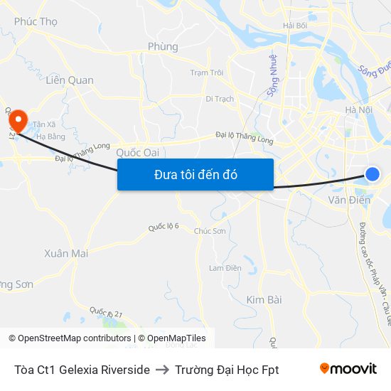 Tòa Ct1 Gelexia Riverside to Trường Đại Học Fpt map