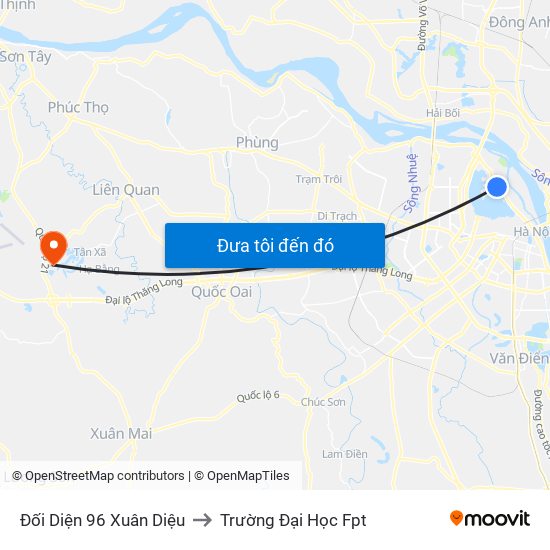 Đối Diện 96 Xuân Diệu to Trường Đại Học Fpt map