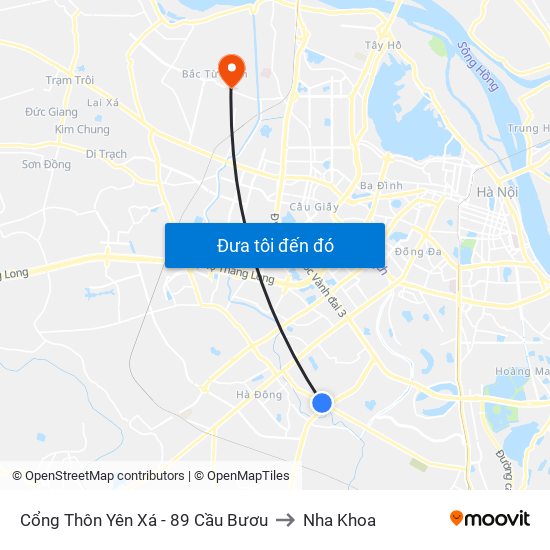 Cổng Thôn Yên Xá - 89 Cầu Bươu to Nha Khoa map