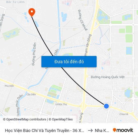 Học Viện Báo Chí Và Tuyên Truyền - 36 Xuân Thủy to Nha Khoa map