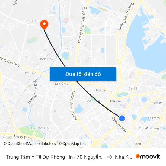 Trung Tâm Y Tế Dự Phòng Hn - 70 Nguyễn Chí Thanh to Nha Khoa map