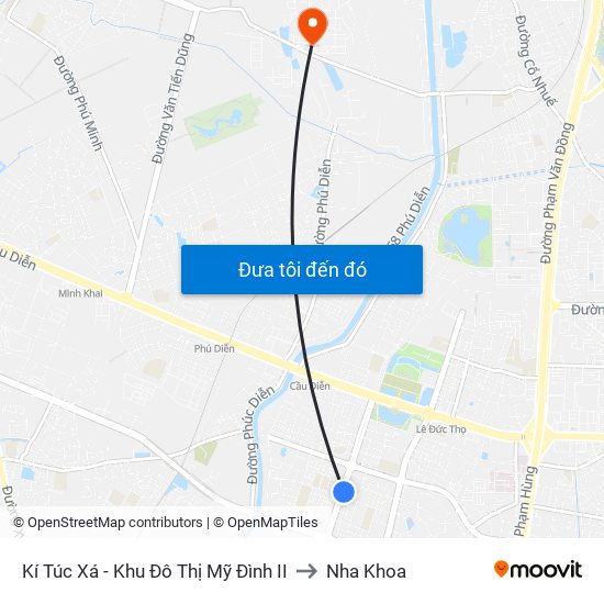 Kí Túc Xá - Khu Đô Thị Mỹ Đình II to Nha Khoa map