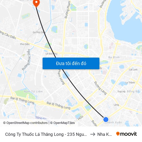 Công Ty Thuốc Lá Thăng Long - 235 Nguyễn Trãi to Nha Khoa map