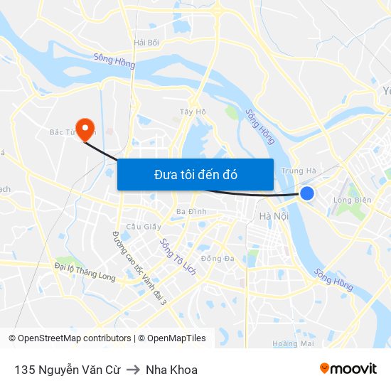 135 Nguyễn Văn Cừ to Nha Khoa map