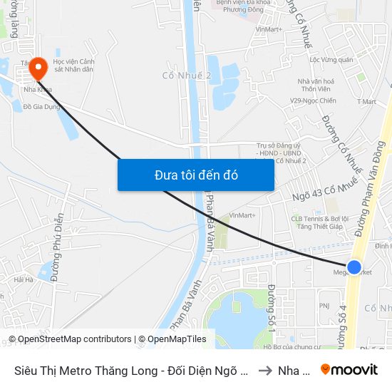 Siêu Thị Metro Thăng Long - Đối Diện Ngõ 599 Phạm Văn Đồng to Nha Khoa map