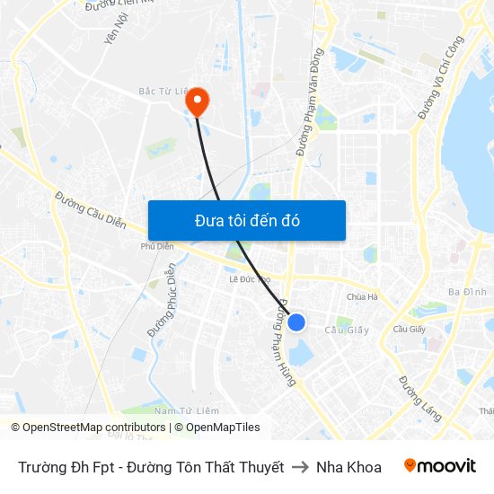 Trường Đh Fpt - Đường Tôn Thất Thuyết to Nha Khoa map