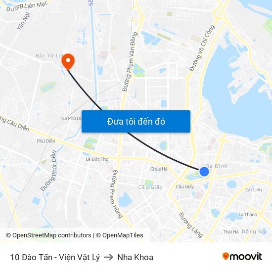 10 Đào Tấn - Viện Vật Lý to Nha Khoa map