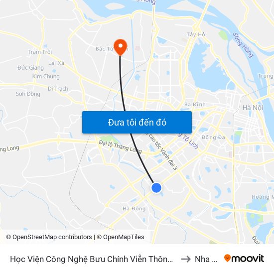 Học Viện Công Nghệ Bưu Chính Viễn Thông - Trần Phú (Hà Đông) to Nha Khoa map