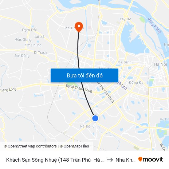 Khách Sạn Sông Nhuệ (148 Trần Phú- Hà Đông) to Nha Khoa map