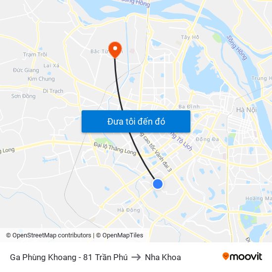 Ga Phùng Khoang - 81 Trần Phú to Nha Khoa map