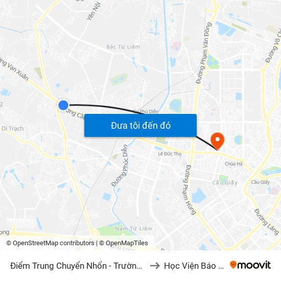 Điểm Trung Chuyển Nhổn - Trường Đại Học Công Nghiệp Hà Nội - Đường 32 to Học Viện Báo Chí Và Tuyên Truyền map
