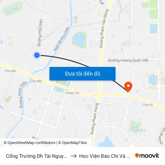 Cổng Trường Đh Tài Nguyên Môi Trường to Học Viện Báo Chí Và Tuyên Truyền map