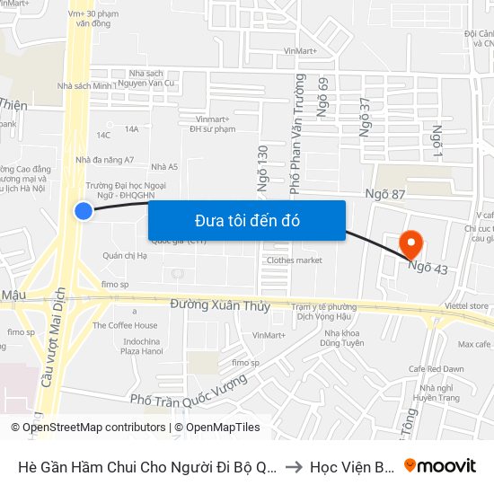 2b Phạm Văn Đồng to Học Viện Báo Chí Và Tuyên Truyền map