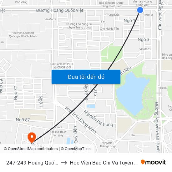 247-249 Hoàng Quốc Việt to Học Viện Báo Chí Và Tuyên Truyền map