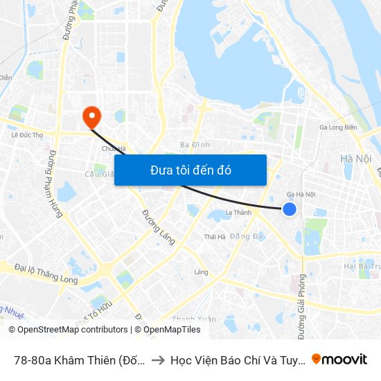 44-46 Khâm Thiên to Học Viện Báo Chí Và Tuyên Truyền map