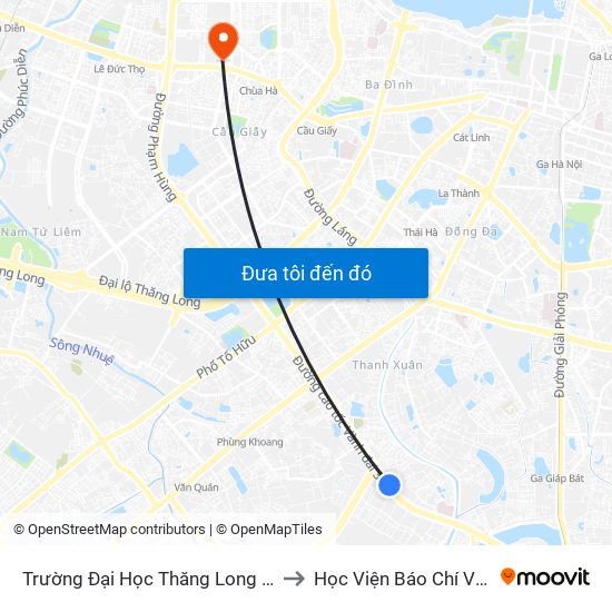 Trường Đại Học Thăng Long - Nghiêm Xuân Yêm to Học Viện Báo Chí Và Tuyên Truyền map