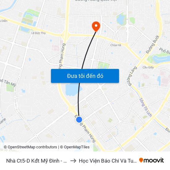 Nhà Ct5-D Kđt Mỹ Đình - Phạm Hùng to Học Viện Báo Chí Và Tuyên Truyền map