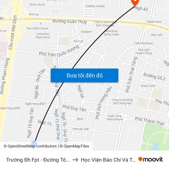 Trường Đh Fpt - Đường Tôn Thất Thuyết to Học Viện Báo Chí Và Tuyên Truyền map