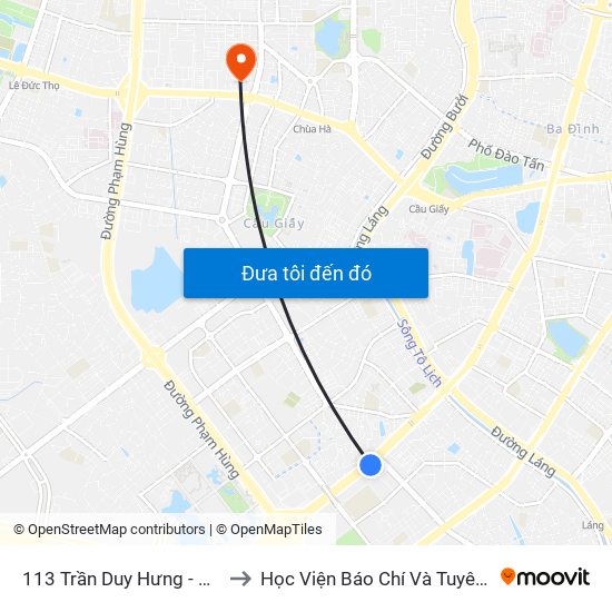 113 Trần Duy Hưng - Bộ Khcn to Học Viện Báo Chí Và Tuyên Truyền map