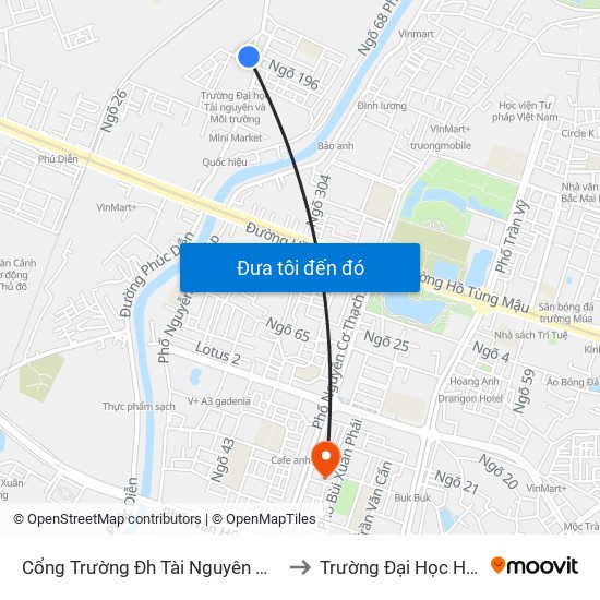 Cổng Trường Đh Tài Nguyên Môi Trường to Trường Đại Học Hòa Bình map