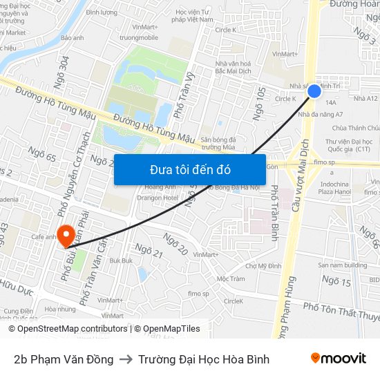2b Phạm Văn Đồng to Trường Đại Học Hòa Bình map