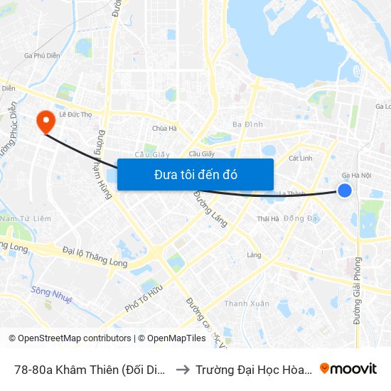 44-46 Khâm Thiên to Trường Đại Học Hòa Bình map