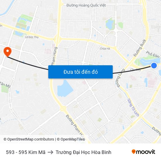 593 - 595 Kim Mã to Trường Đại Học Hòa Bình map