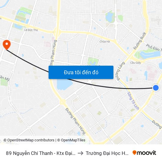 89 Nguyễn Chí Thanh - Ktx Đại Học Luật to Trường Đại Học Hòa Bình map