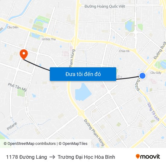 1178 Đường Láng to Trường Đại Học Hòa Bình map