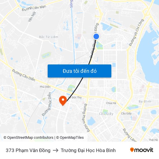 373 Phạm Văn Đồng to Trường Đại Học Hòa Bình map