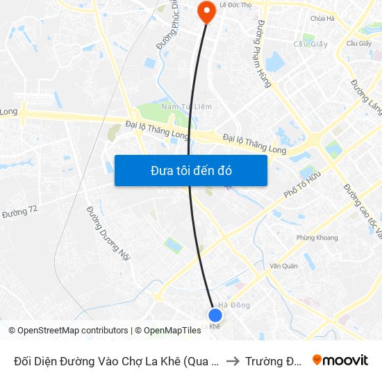 Đối Diện Đường Vào Chợ La Khê (Qua Ga Metro La Khê) - 405 Quang Trung (Hà Đông) to Trường Đại Học Hòa Bình map
